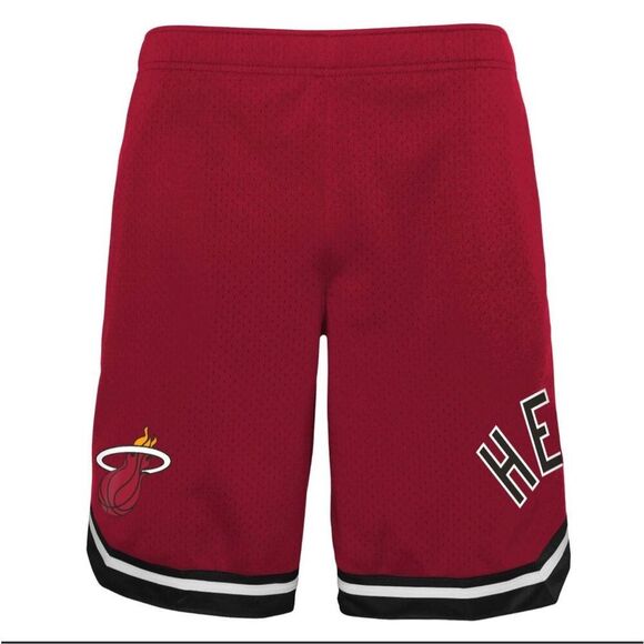 NBA Miami Heat Boys Red Basketball Shorts Size Medium 10/12 New - Picture 1 of 5
